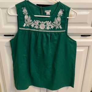 JCrew sleeveless blouse green size 8